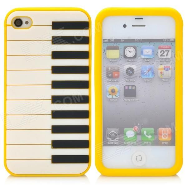 Adorável Piano Pattern Caso Voltar protetora de silicone par