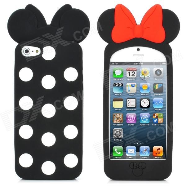 Estilo bowknot White Dot Capa de Silicone protetora para iPh